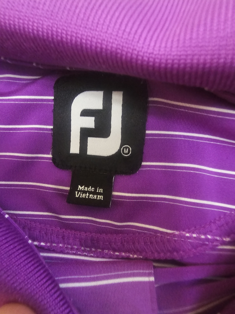 FootJoy FJ Men's Medium Purple Striped Golf Polo Shirt Stretch Performance 1926 - Picture 4 of 5